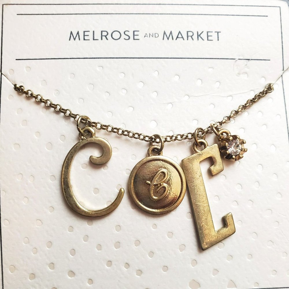 Nordstrom Rack Melrose & Market "C" Triple Initial Antique Gold Necklace